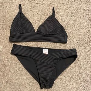 No Boundaries - juniors black 2 piece bikini bathing suit, cross cross, Size L